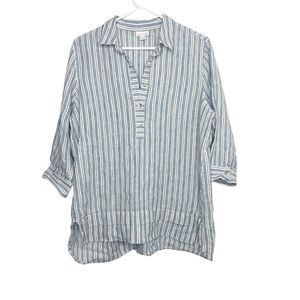 J.Jill striped love linen popover top size medium EUC j